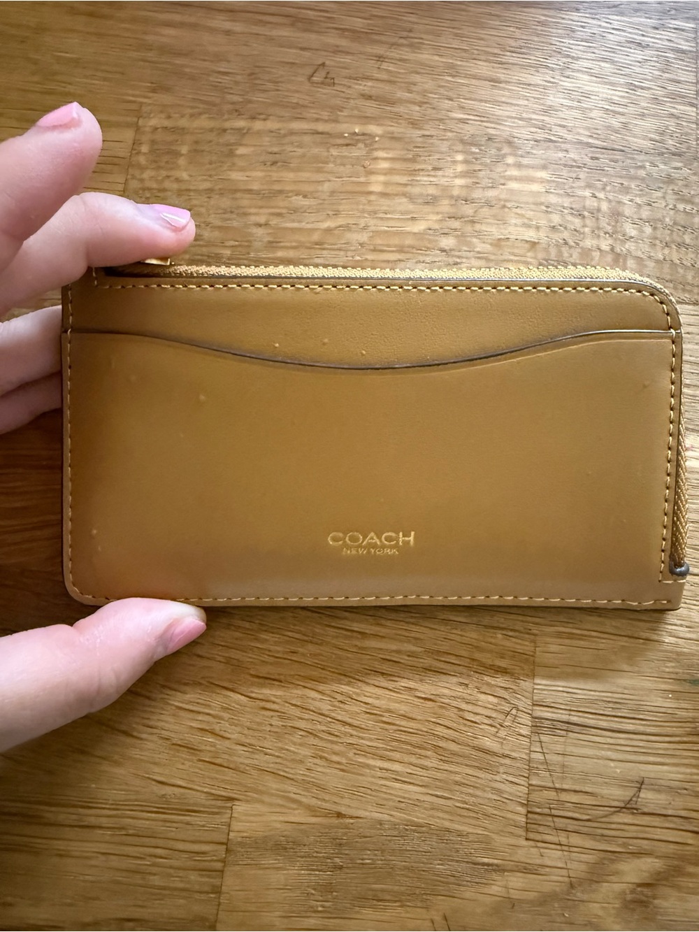 Coach Caramel Tan Leather Slim Zip Card Case